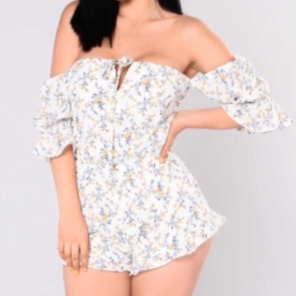 Floral White Romper from Fashion Nova